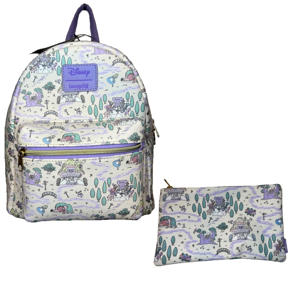NWT Loungefly Alice in Wonderland 70th Anniversary Map mini backpack makeup bag